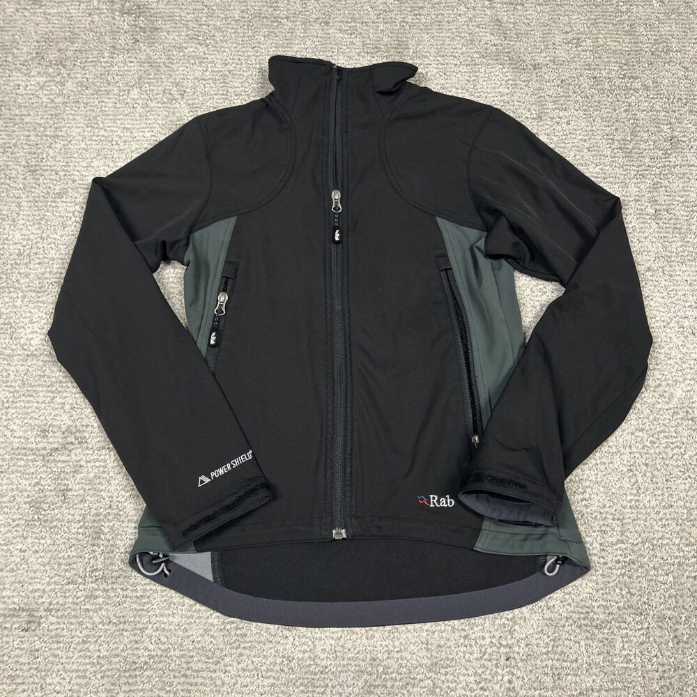 Rab Baltoro Jacket Womens Small Full Zip Polartec Black Power Shield Soft Shell